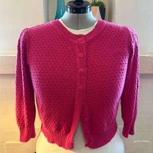 Women's Pink Button-Front Textured Cardigan Sweater